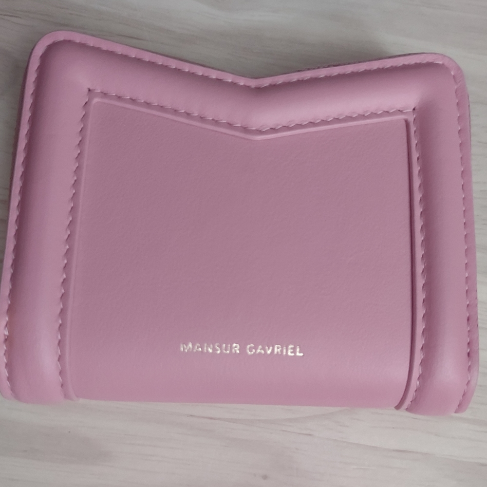 Mansur Gavriel Pink Leather Wallet Gold Zipper  Hardware Barbiecore